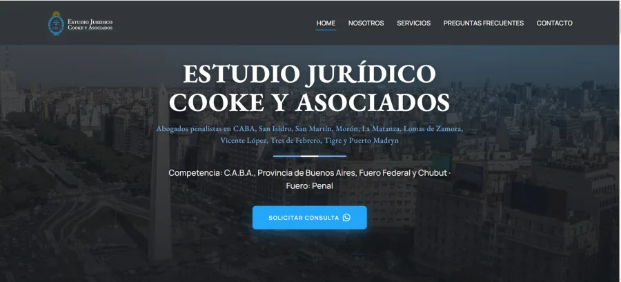 Sitio web de Estudio Jurídico Cooke